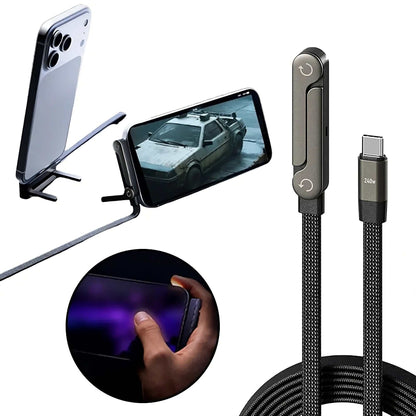 2-in-1 Cable Stand with 240W fast charging and adjustable metal phone holder