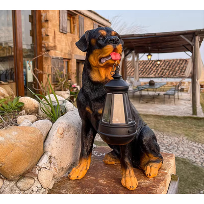 Solar Dog Lantern Garden Statue