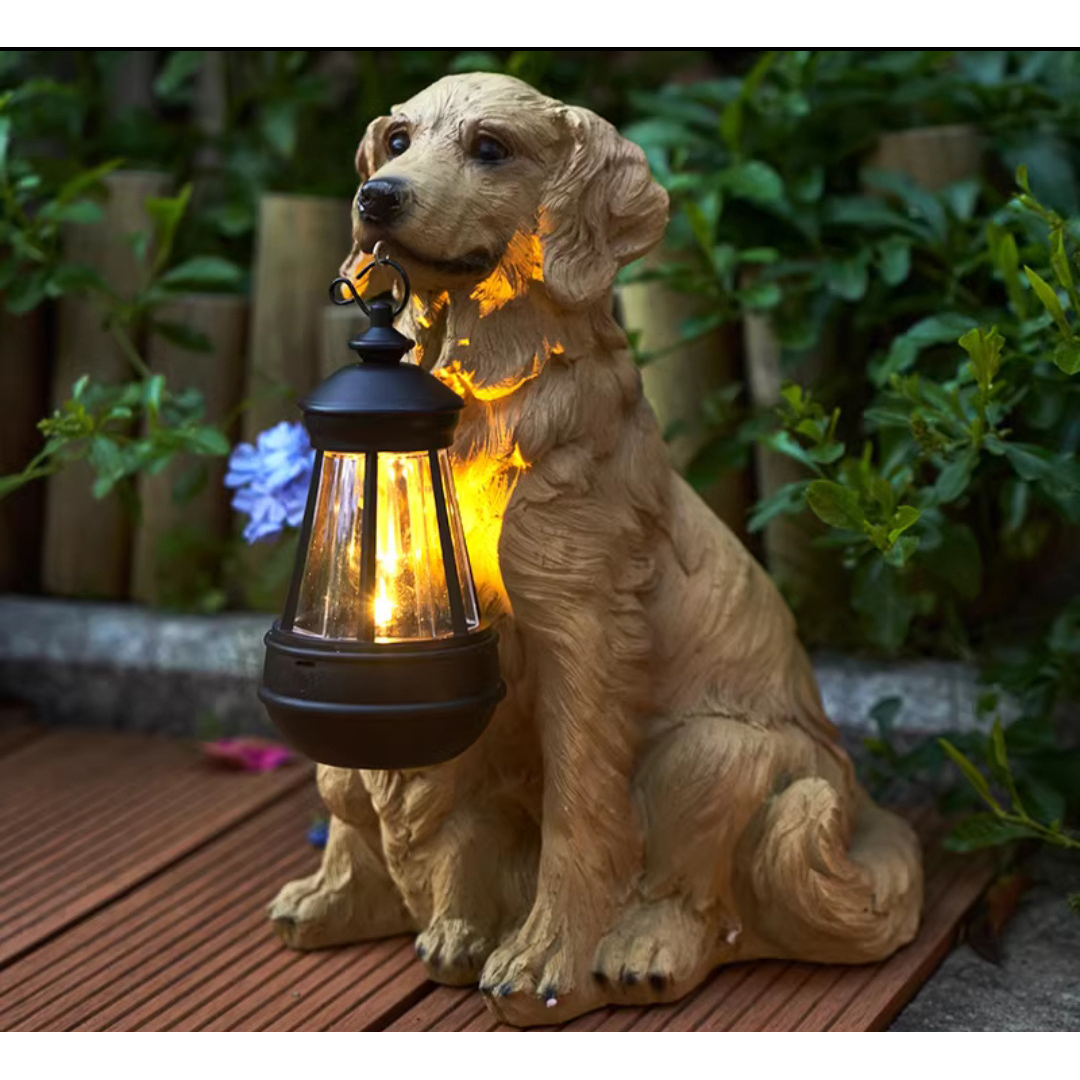 Solar Dog Lantern Garden Statue