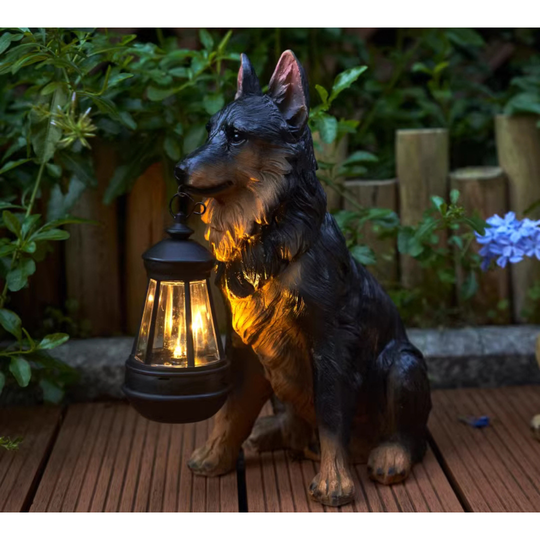 Solar Dog Lantern Garden Statue