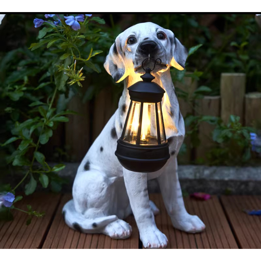Solar Dog Lantern Garden Statue