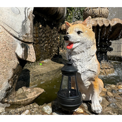 Solar Dog Lantern Garden Statue