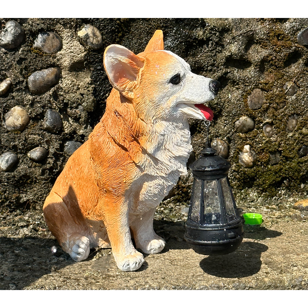 Solar Dog Lantern Garden Statue