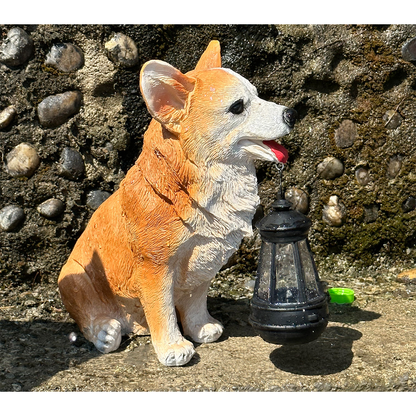 Solar Dog Lantern Garden Statue