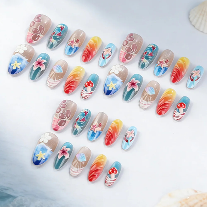 3D Ocean Press On Nails