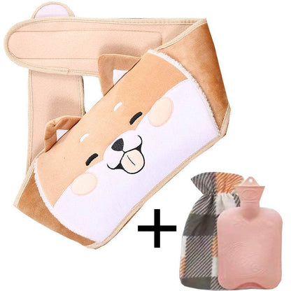 Waistband with hot water bag wrapped around waist for soothing warmth and pain relief
