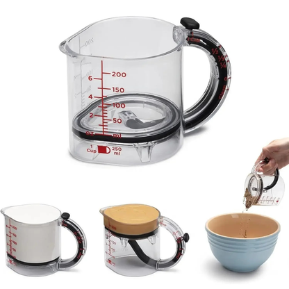 4-in-1 Adjustable Measuring Cup with sliding scale for precise measurements of liquids and dry ingredients
