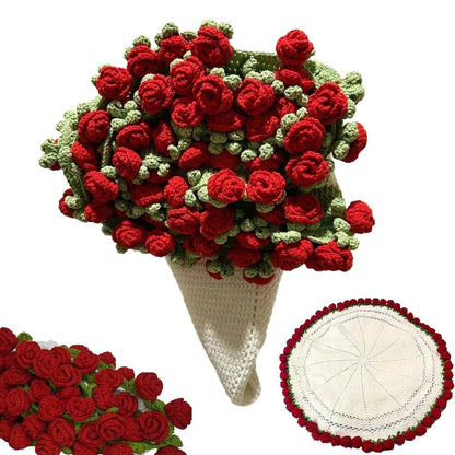 Crochet Rose Bouquet Blanket folded to look like red rose bouquet
