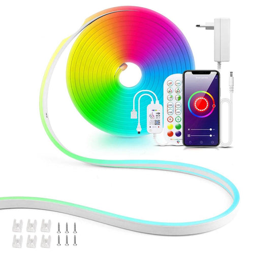 Smart Neon LED Strip glowing vibrant colors in a modern room setting