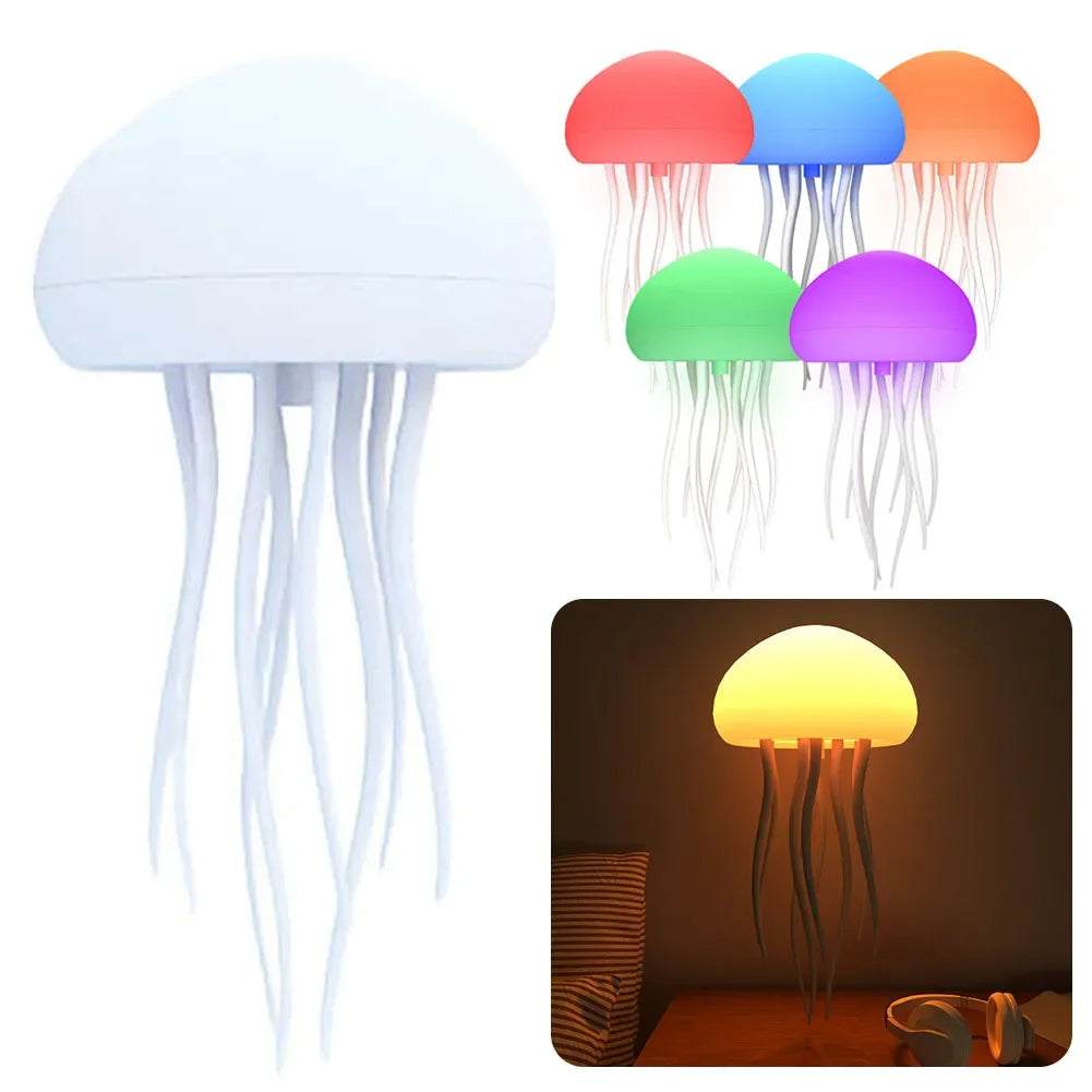 Jellyfish Night Light displaying colorful floating jellyfish with 17 LED color options creating a soothing ocean ambiance