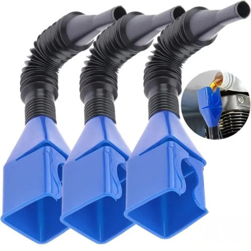 Universal Oil & Fuel Funnel Set with narrow spout for spill-free fluid transfer and durable ABS plastic construction