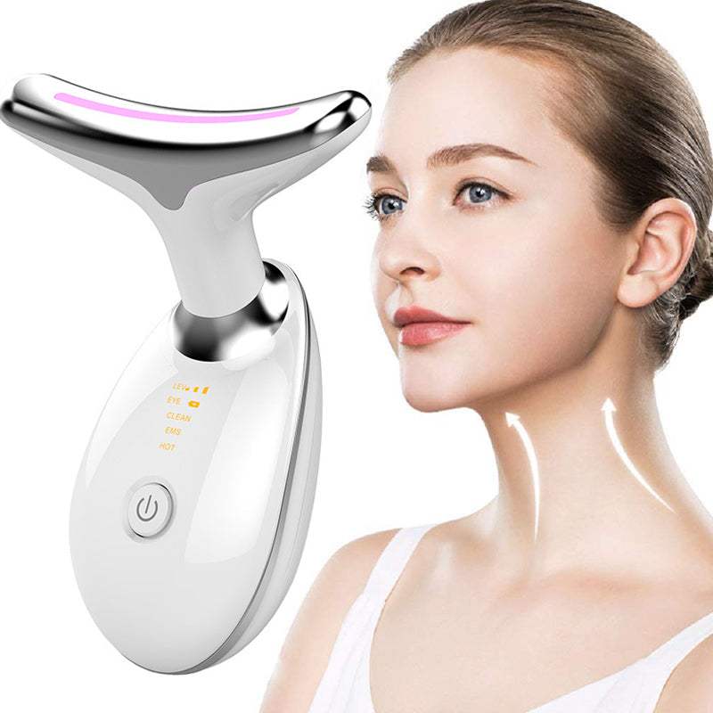 Neck Face Beauty EMS Facial Lifting Device with micro glow massager for skin tightening and rejuvenation