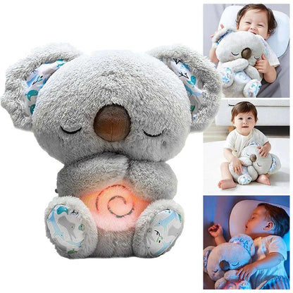Soft Breathing Koala plush toy with calming lights and music for relaxation and emotional support