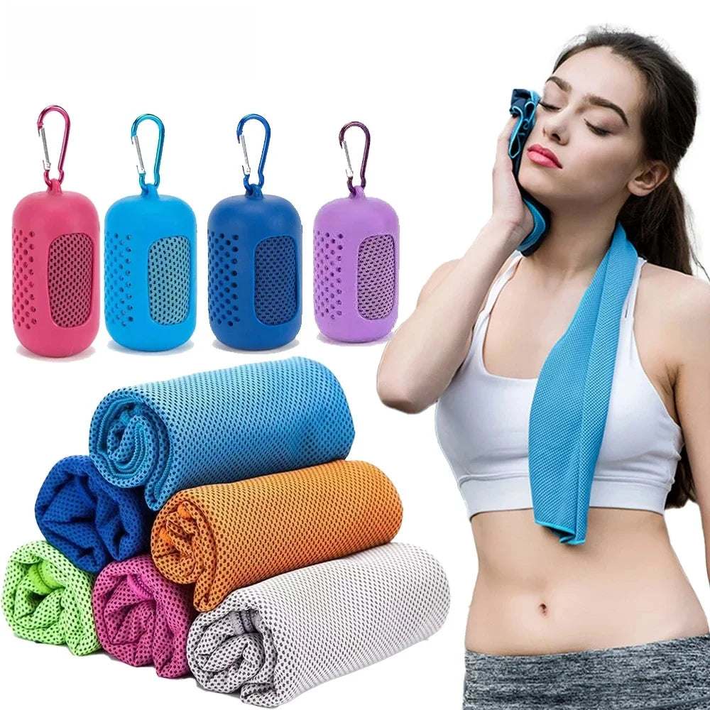 Quick-Dry Sports Cooling Towel in use for instant cool relief during outdoor activities