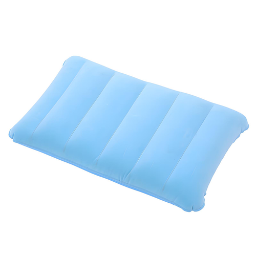 Compact flocked inflatable travel pillow in bright color, perfect for travel and outdoor comfort