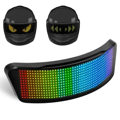 Motorcycle helmet with programmable LED display showing custom safety messages and signals