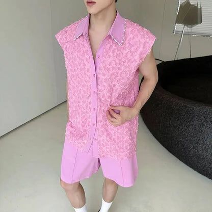 LUZHEN Tank Three-dimensional Patchwork Design Sleeveless 2025 Tops Summer Men's Elegant Handsome Shorts Two-piece Sets JY7065