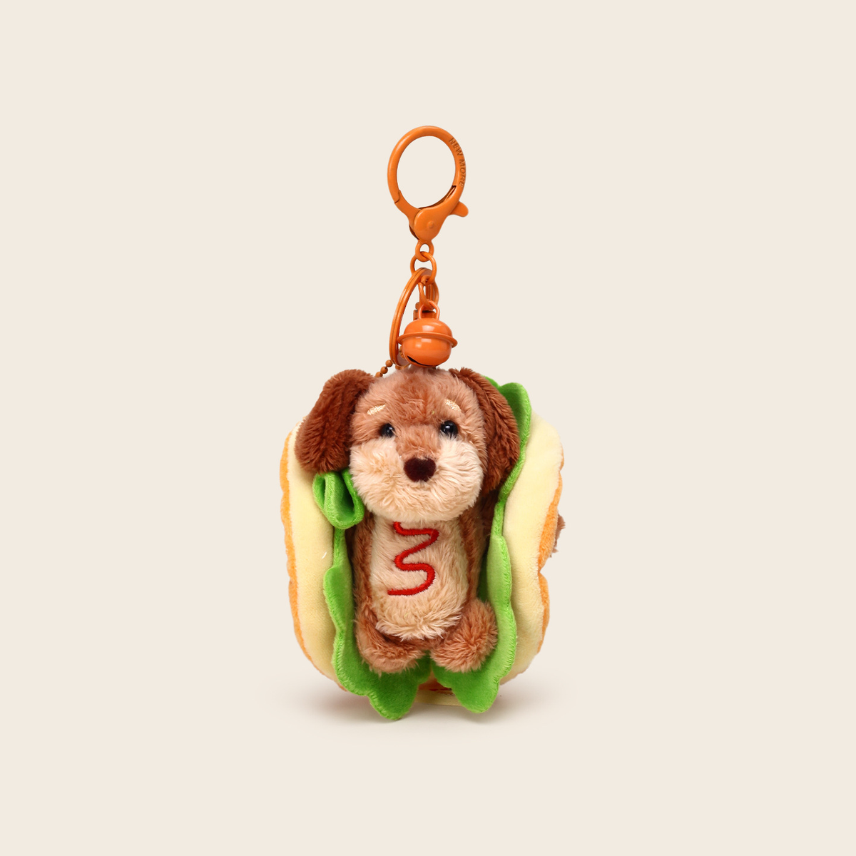Dachshund Hot Dog Plush Keychain