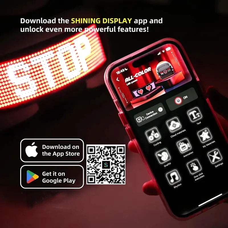 Motorcycle Helmet Programmable LED Display