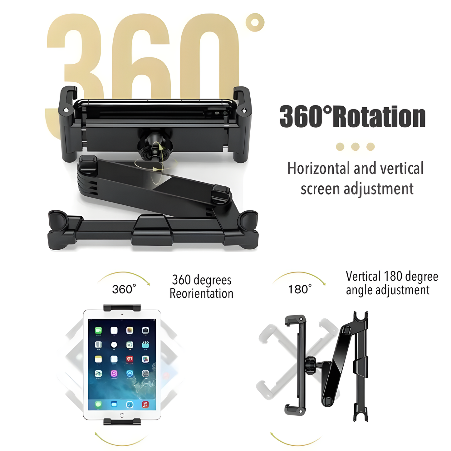 Foldable Car Headrest Tablet Holder