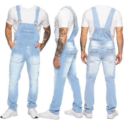 Overalls Men's Casual Multi-Bag Elastic Slim-fit Pants Men's Denim Overalls