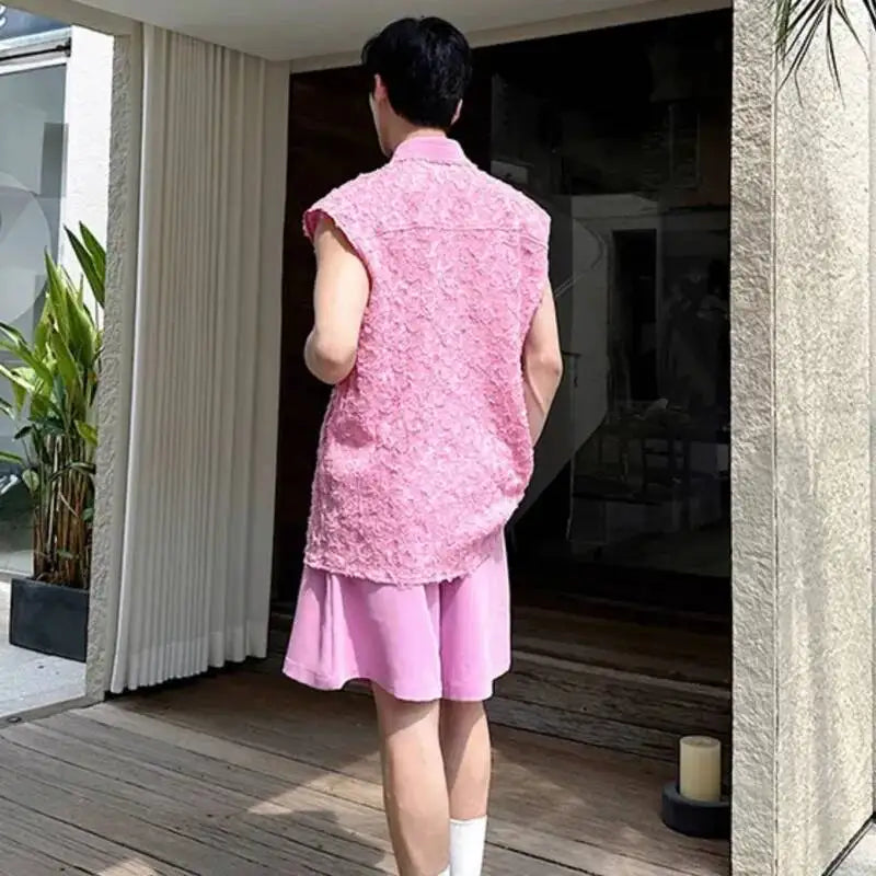 LUZHEN Tank Three-dimensional Patchwork Design Sleeveless 2025 Tops Summer Men's Elegant Handsome Shorts Two-piece Sets JY7065