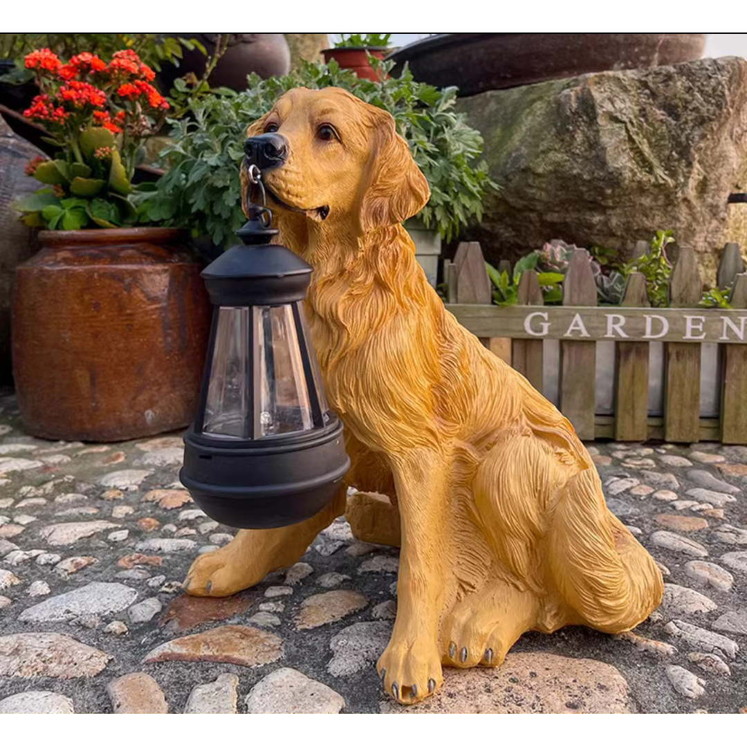 Solar Dog Lantern Garden Statue