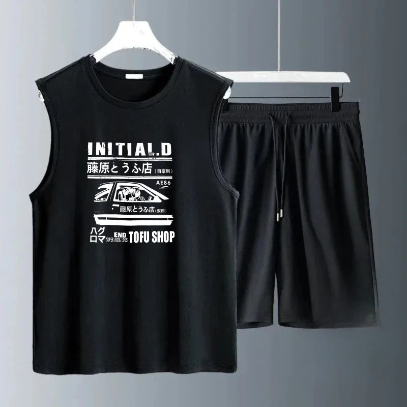 Men's Tank Top Sets 2026 Summer Quick drying Sportswear Breathable  crewneck beach seaside running oversize sports two-piece