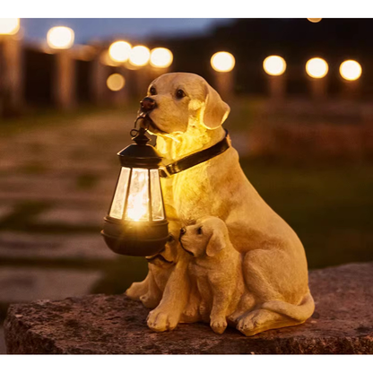 Solar Dog Lantern Garden Statue