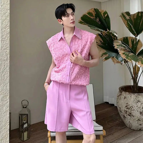 LUZHEN Tank Three-dimensional Patchwork Design Sleeveless 2025 Tops Summer Men's Elegant Handsome Shorts Two-piece Sets JY7065