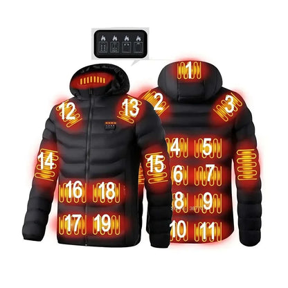 men wearing heated jackets with USB heating and waterproof design